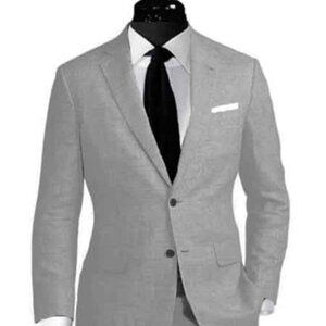 Mens Big and Tall Linen Suits - Grey Linen Summer Fabric Suit